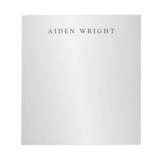 Trendy Stylish Modern Minimalist Silver Grey Notitieblok (Voorkant)