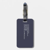 Trendy Stylish Monogram Dark Gray Blue Bagagelabel (Achterkant verticaal)