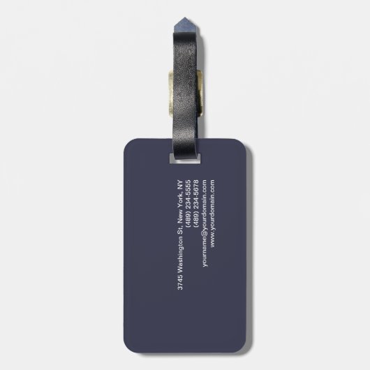 Trendy Stylish Monogram Dark Gray Blue Bagagelabel (Achterkant verticaal)