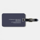 Trendy Stylish Monogram Dark Gray Blue Bagagelabel (Achterkant horizontaal)