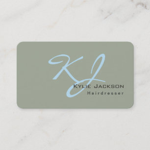 Trendy Stylish Monogram Gray Blue Hairdresser Visitekaartje