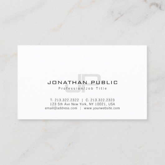 Trendy Stylish Monogram Modern Simple Chic Plain Visitekaartje (Achterkant)