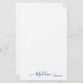 Trendy Stylish Navy Blue Script Typografie Briefpapier (Voorkant / Achterkant)