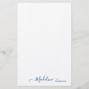 Trendy Stylish Navy Blue Script Typografie Briefpapier
