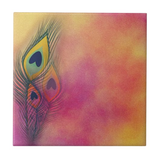 Trendy Stylish Peacock Feathers Tegeltje (Voorkant)