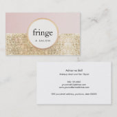Trendy Stylish Pink and Gold Sequin Beauty Salon Visitekaartje (Voorkant / Achterkant)