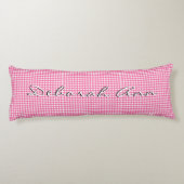 Trendy Stylish Pink Gingham Personalized Lichaamskussen (Achterkant)