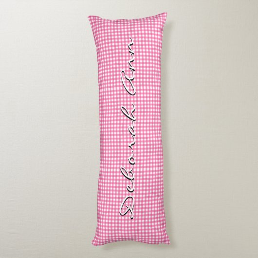 Trendy Stylish Pink Gingham Personalized Lichaamskussen (Achterkant (Verticaal))