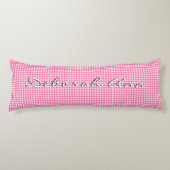Trendy Stylish Pink Gingham Personalized Lichaamskussen (Voorkant)