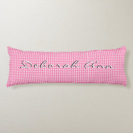 Trendy Stylish Pink Gingham Personalized Lichaamskussen