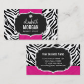 Trendy Stylish Print Diamond Girly Hot Pink Visitekaartje (Voorkant / Achterkant)