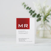 Trendy Stylish Red White Monogram Visitekaartje (Staand voorkant)