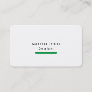 Trendy Stylish Simple Plain Green White Minimalist Visitekaartje