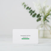 Trendy Stylish Simple Plain Green White Minimalist Visitekaartje (Staand voorkant)