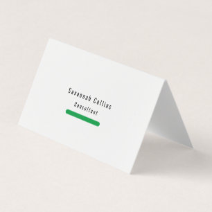 Trendy Stylish Simple Plain Green White Minimalist Visitekaartje
