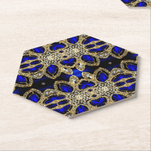 trendy stylish turquoise gold silver deep blue  kartonnen onderzetters