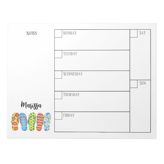 Trendy Stylish Weekly Planner Calendar Beach Notitieblok (Voorkant)