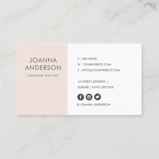 TRENDY SUBTLE KLEUR WASH BLUSH PINK FLORAL BUNCH VISITEKAARTJE (Achterkant)