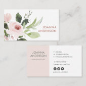 TRENDY SUBTLE KLEUR WASH BLUSH PINK FLORAL BUNCH VISITEKAARTJE (Voorkant / Achterkant)
