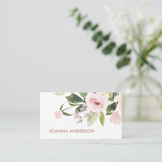 TRENDY SUBTLE KLEUR WASH BLUSH PINK FLORAL BUNCH VISITEKAARTJE (Staand voorkant)