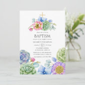 Trendy Succulent Bloem Doop Kaart (Staand voorkant)