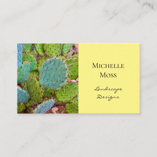 Trendy Succulent Botanical Cactus Yellow Visitekaartje (Voorkant)