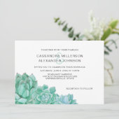 Trendy Succulent bruiloft, uitnodiging 3961 (Staand voorkant)