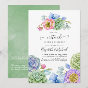 Trendy Succulent Floral Online Virtual Wedding Kaart