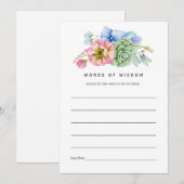 Trendy Succulent Floral Vrijgezellenfeest Advice Advieskaart (Voorkant / Achterkant)