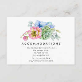 Trendy Succulent Floral Wedding Accommodaties Informatiekaartje
