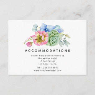 Trendy Succulent Floral Wedding Accommodaties Informatiekaartje