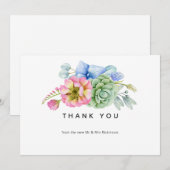 Trendy Succulent Floral Wedding Bedankkaart (Voorkant / Achterkant)