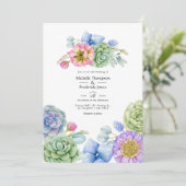 Trendy Succulent Floral Wedding Kaart (Staand voorkant)