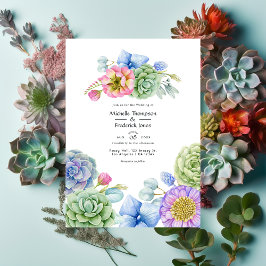 Trendy Succulent Floral Wedding Kaart