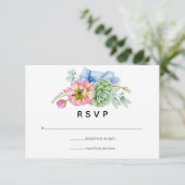 Trendy Succulent Floral Wedding RSVP Kaartje (Staand voorkant)