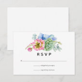 Trendy Succulent Floral Wedding RSVP Kaartje (Voorkant / Achterkant)