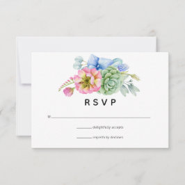 Trendy Succulent Floral Wedding RSVP Kaartje