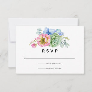 Trendy Succulent Floral Wedding RSVP Kaartje