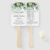 Trendy Succulent Flowers Gold Glitter Program Fan Handwaaier (Voorkant en achterkant)