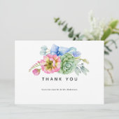 Trendy Succulente Bloemige Bruiloft Bedankkaart (Staand voorkant)