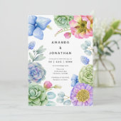 Trendy Succulente Bloemige Bruiloft Kaart (Staand voorkant)