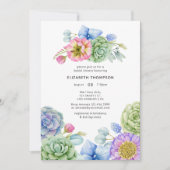 Trendy Succulente Bruilofts-uitnodiging Kaart (Voorkant)