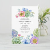 Trendy Succulente Bruilofts-uitnodiging Kaart (Staand voorkant)