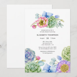 Trendy Succulente Bruilofts-uitnodiging Kaart