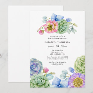 Trendy Succulente Bruilofts-uitnodiging Kaart