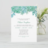Trendy Succulents afstudeerfeest uitnodigen Kaart (Staand voorkant)