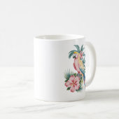 Trendy  Summer beach Parrot and Hibiscus Flowers   Koffiemok (Voorkant rechts)