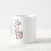 Trendy  Summer beach Parrot and Hibiscus Flowers   Koffiemok (Voorkant links)