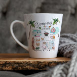 Trendy Summer Favorieten | Illustratie Waterverf Latte Mok<br><div class="desc">Gepersonaliseerd met jouw naam op de rug. Trendy waterverf handgetekende illustraties van zomerfavorieten. Dit zijn geweldige cadeautjes! Ga een paar goodies naar binnen en maak iemands dag! Als je verschillende objecten wilt zien, kun je me gewoon een bericht sturen. Voeg uw douanetekst aan dit ontwerp toe door de "Edit this...</div>