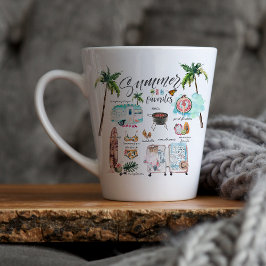 Trendy Summer Favorieten | Illustratie Waterverf Latte Mok